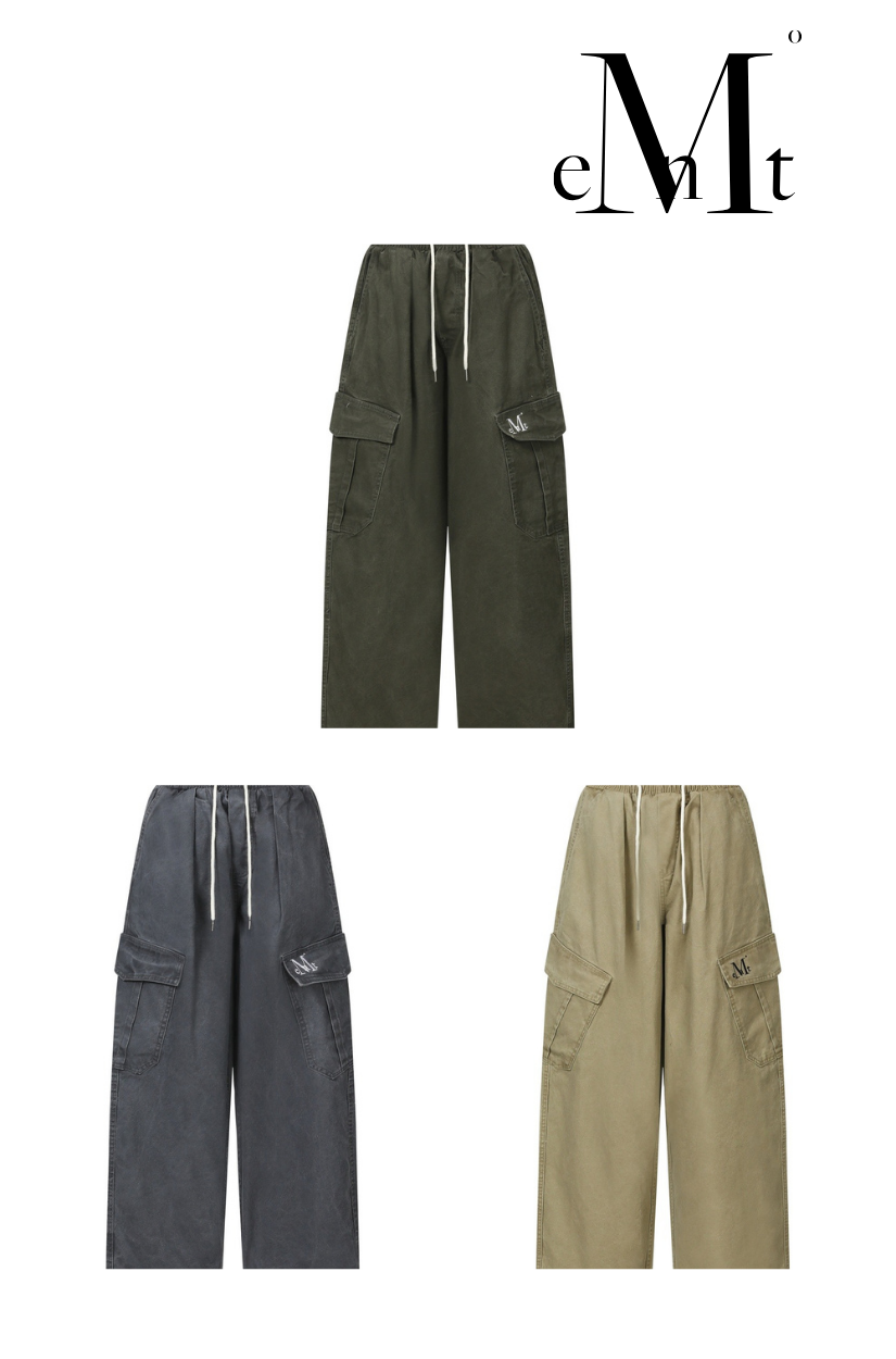 【 4/19收單 】MUCENT Elvin 鬆緊腰頭水洗棉質工裝褲 韓國