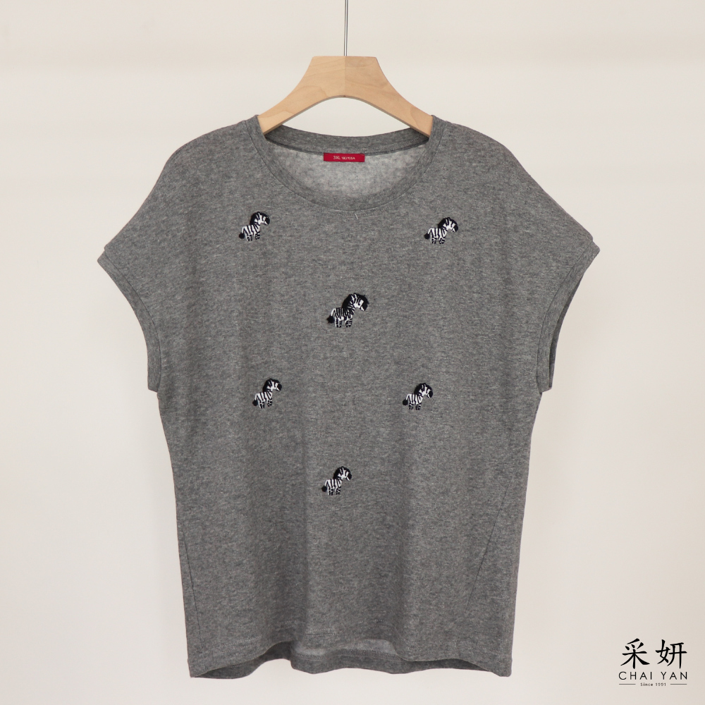 斑馬竹節棉連肩短袖上衣