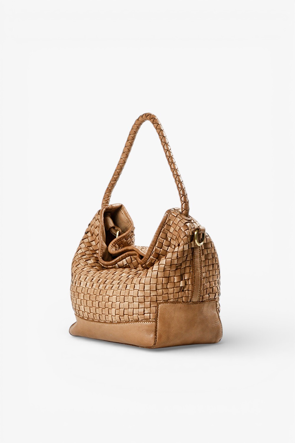 Mira 捲捲背帶編織水桶包 蘑菇