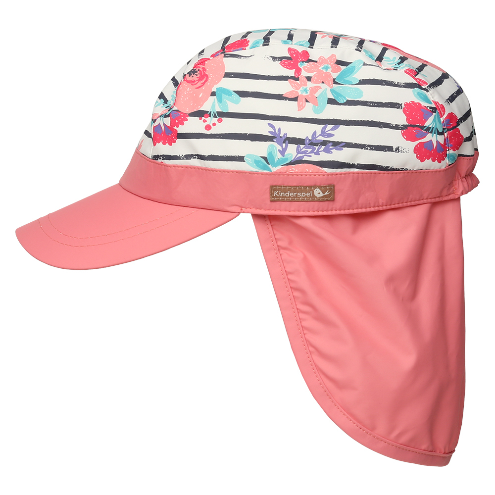 Kinderspel 韓國 抗UV帽 兒童防曬遮陽鴨舌帽｜條紋印花朵