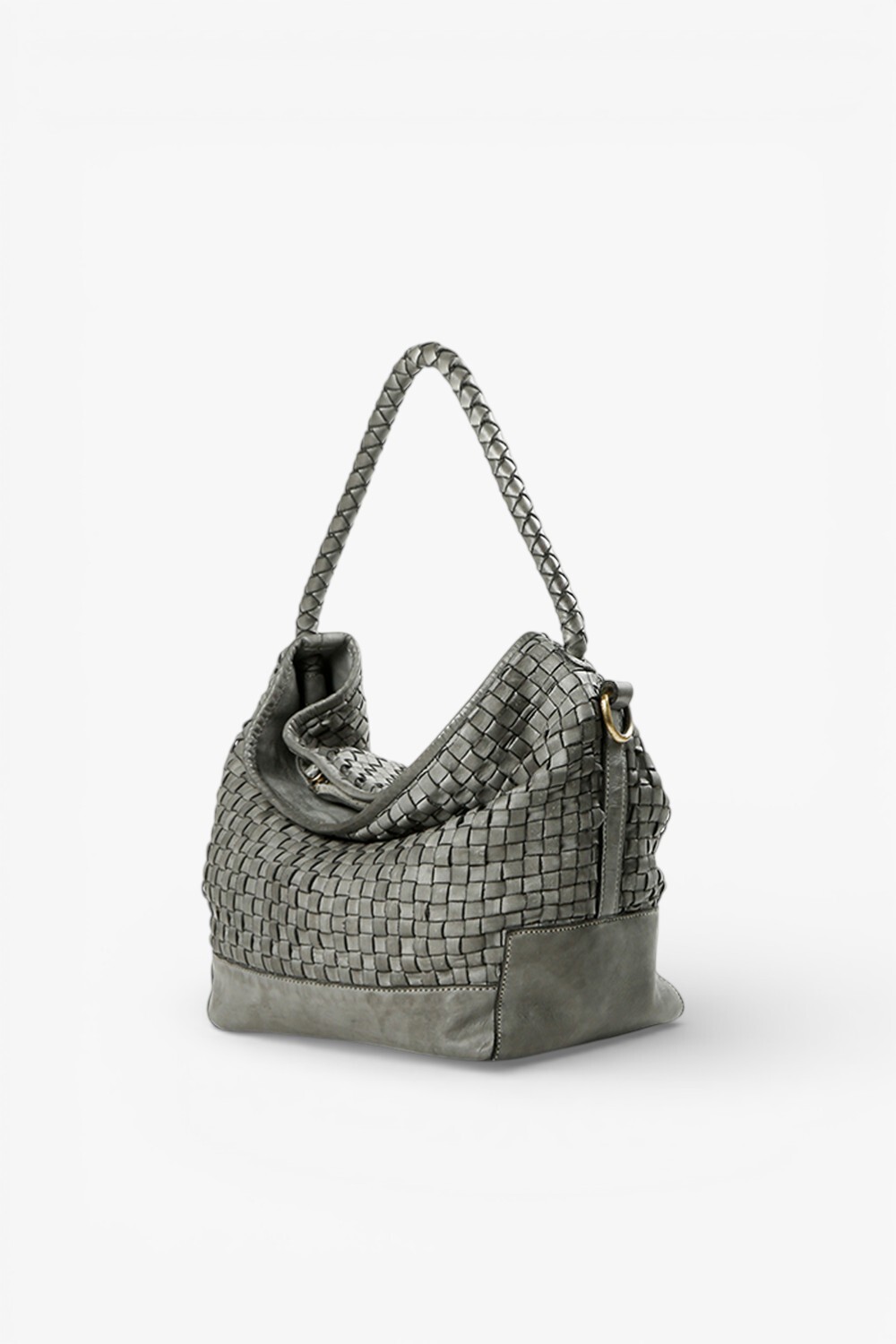 Mira 捲捲背帶編織水桶包 深灰