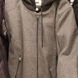 [S] DKNY CHARCOAL FAUX WOOL BOMBER WITH HOODED BIB, DX585205-CHA (SD1864)