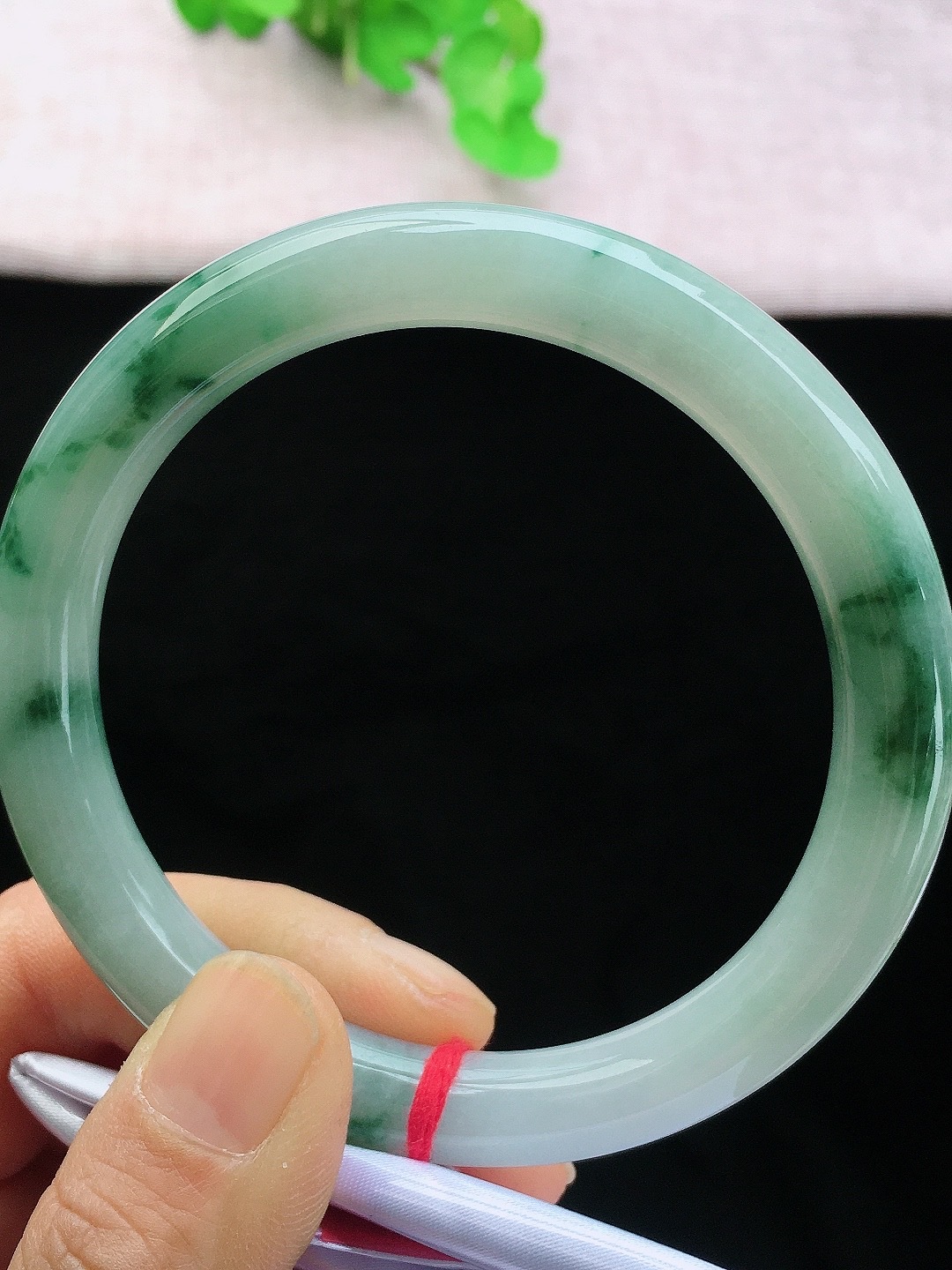 324138 62mm冰飄花翡翠圓條手鐲 (60-62)