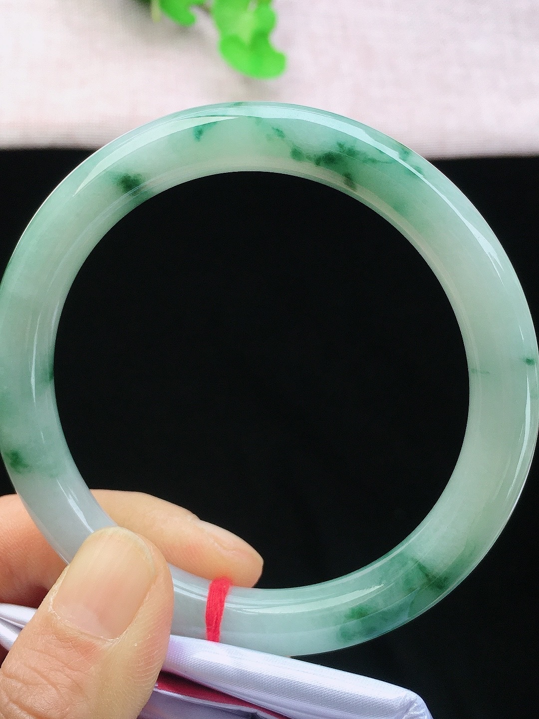 冰飄花翡翠圓條手鐲,天然翡翠A玉, 緬甸玉, Jade, Jadeite