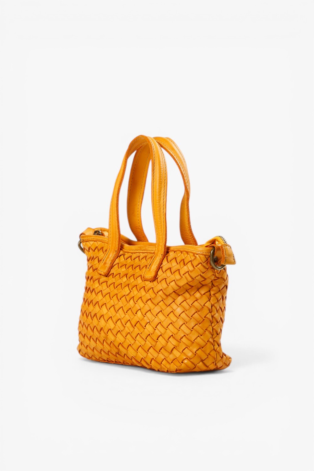 Miley 鞣革編織小提包 黃色
