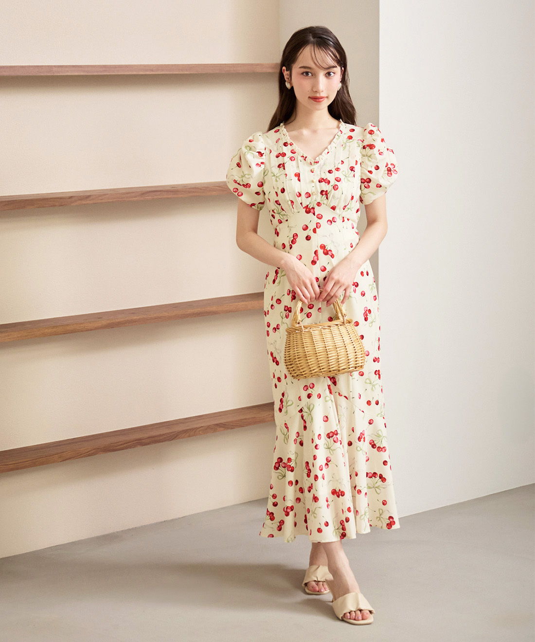 [預購] LILLIAN CARAT 櫻桃印花魚尾洋裝