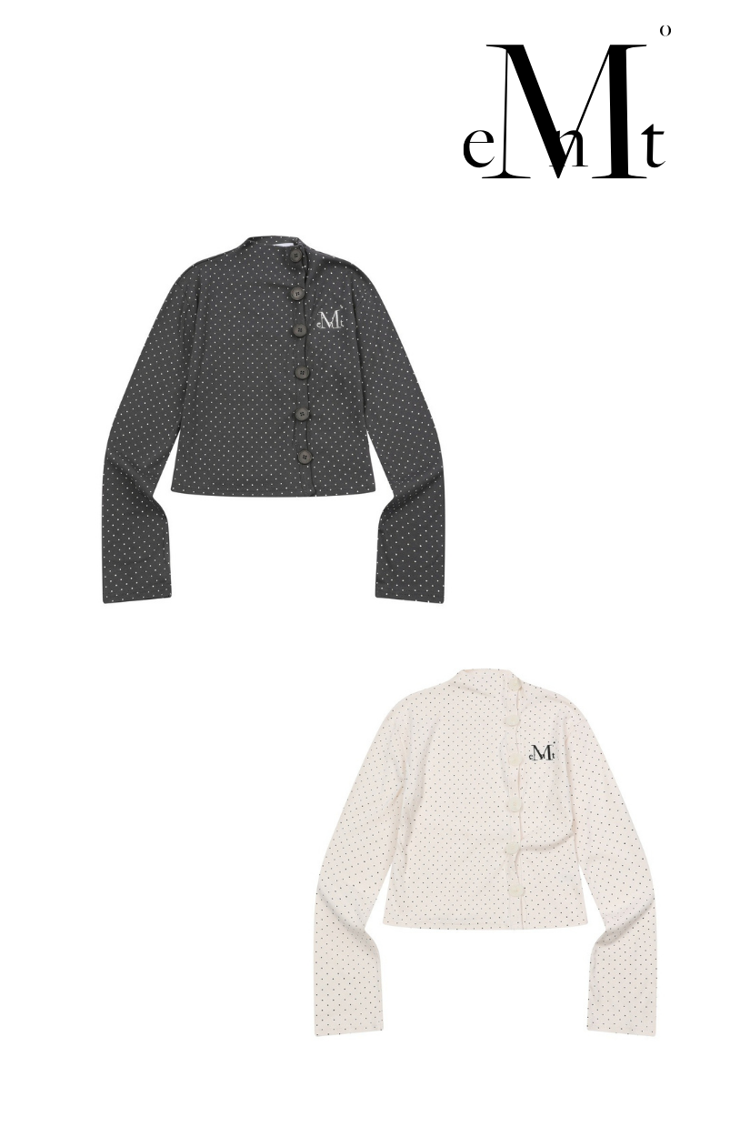 【 4/19收單 】MUCENT  復古波點側釦 雲感純棉短版罩衫 韓國