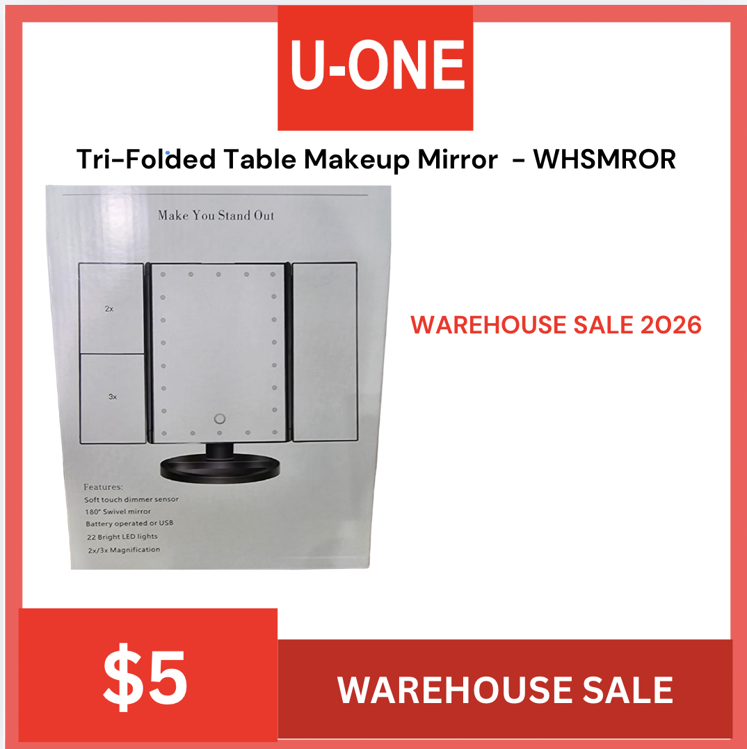 WAREHOUSE SALE Tri-Folded Table Makeup Mirror  - WHSMROR