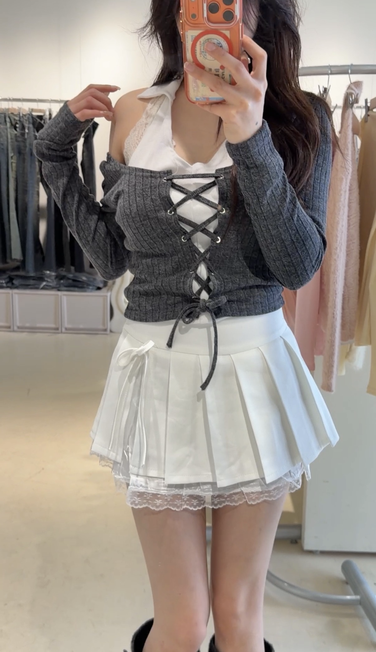 🇰🇷Korea歐膩的氣質出眾上衣 綁帶掛脖假兩件