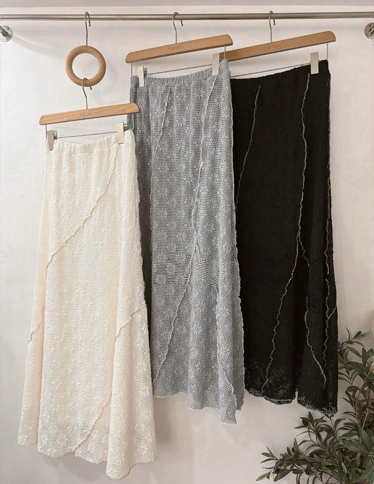 花紋不規則明線半身裙