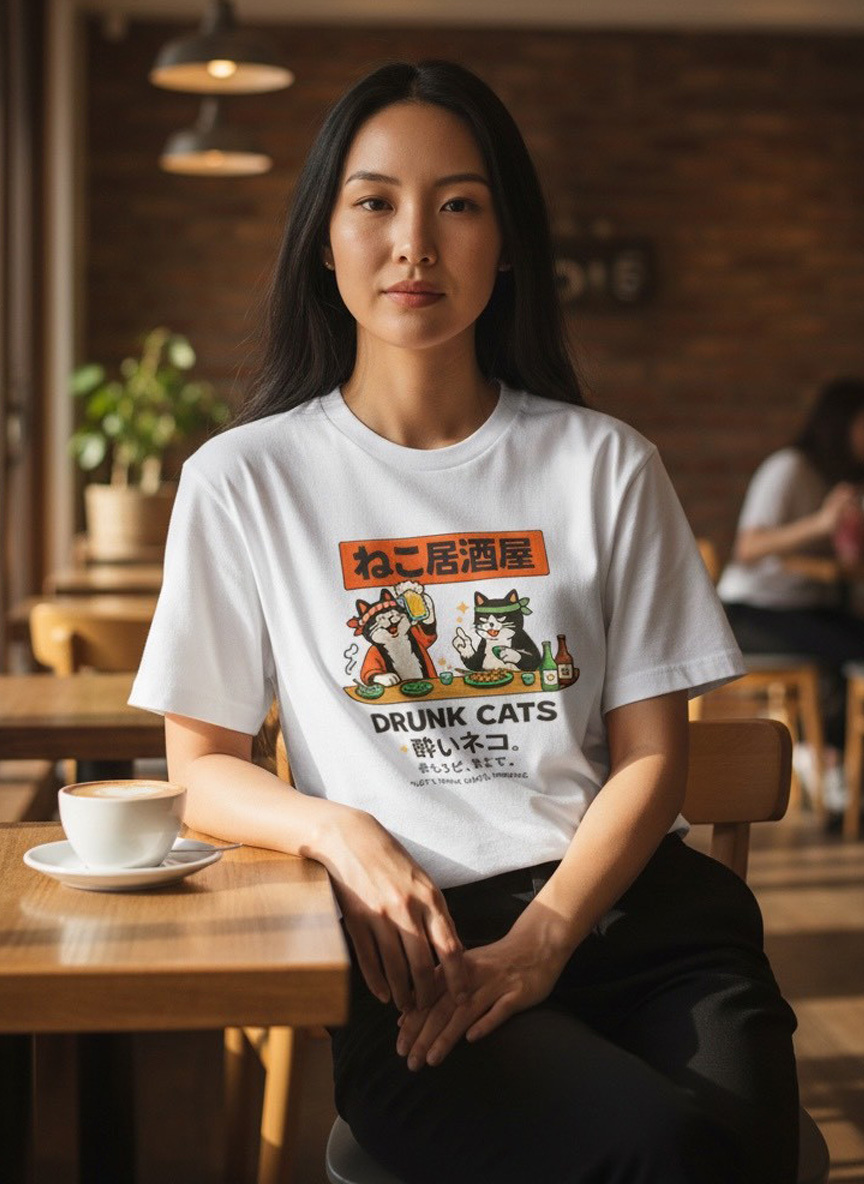把日常，過成一間小小居酒屋 | 貓咪微醺印花棉T。
