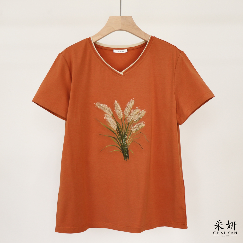 稻穗跳色滑棉短袖上衣