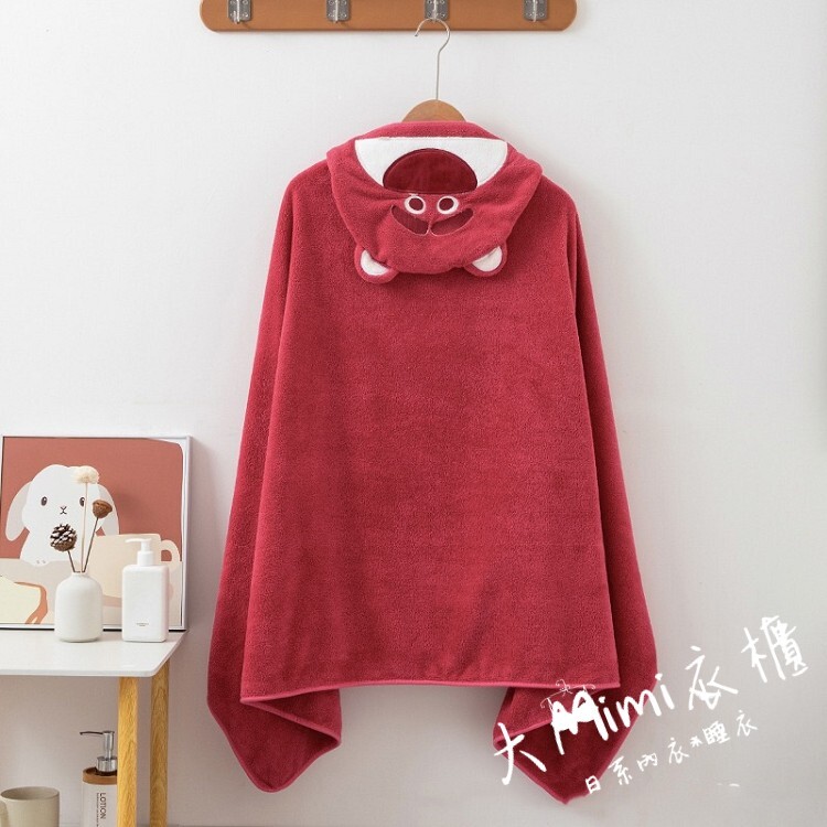 珊瑚絨卡通浴巾斗篷