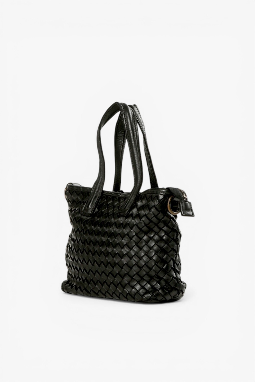 Miley 鞣革編織小提包 黑色