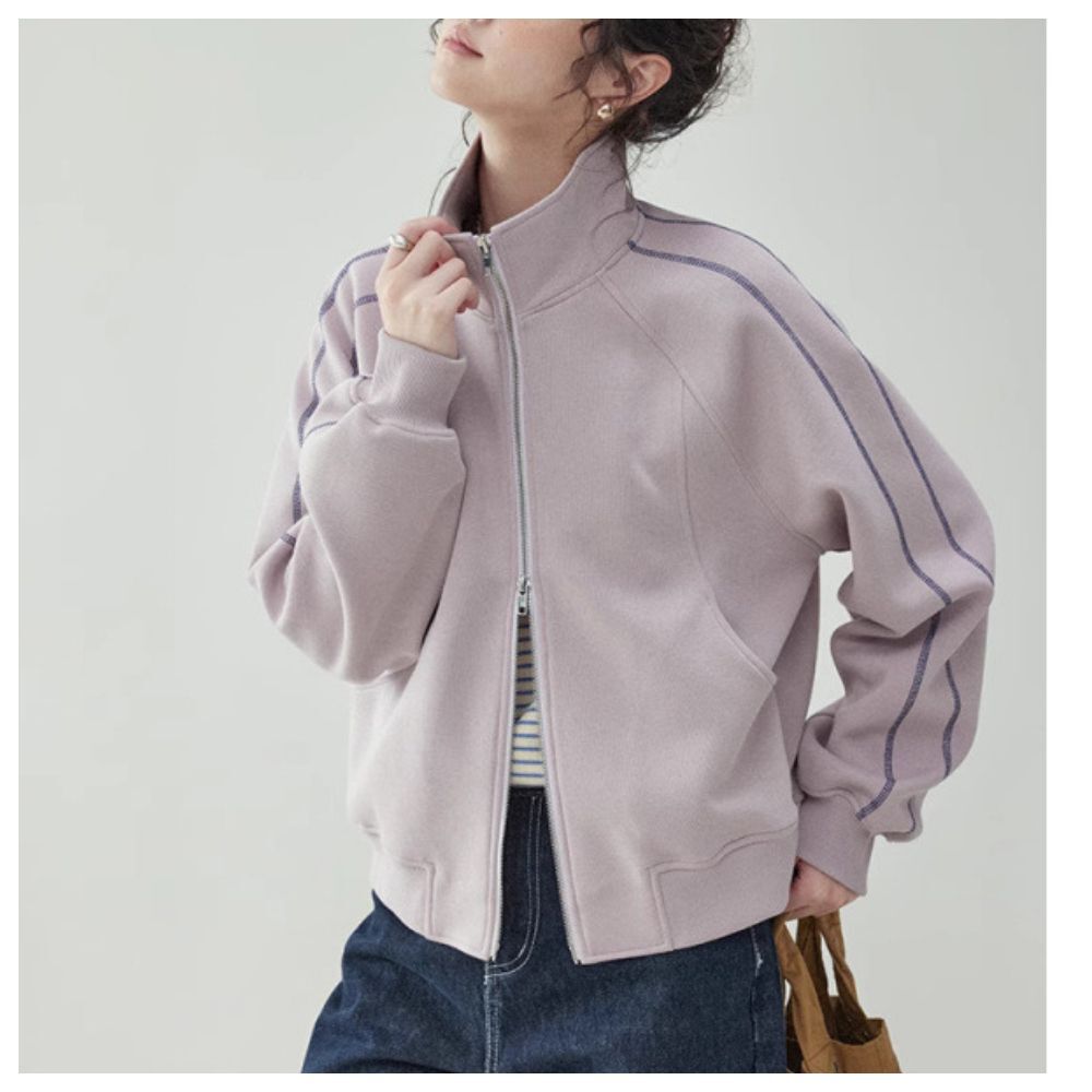 【ASister 小姊姊】AS2224#外套☆外套☆立領加厚刷絨*雙線設計款*雙向拉鍊外套(紫色 S-XL)