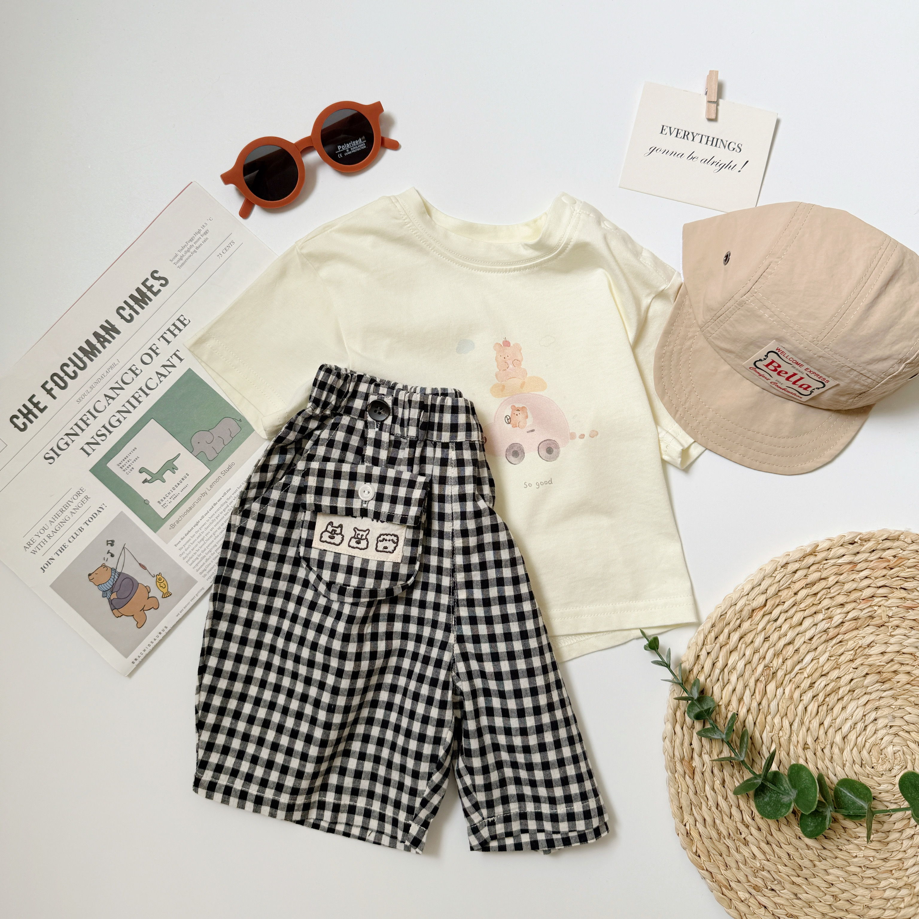 格紋小標籤短褲