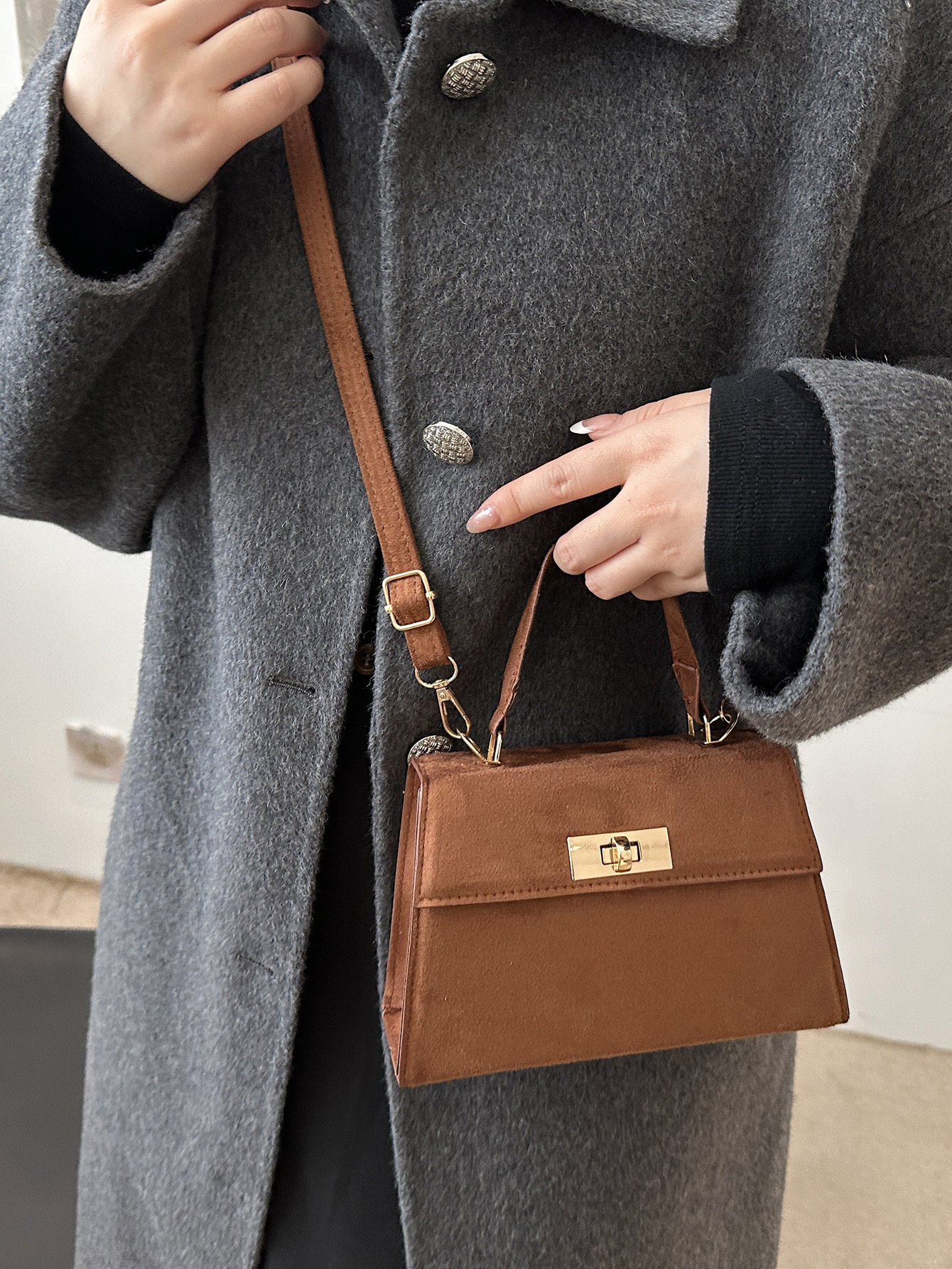 Minimalist Vintage Solid Color Kelly Shoulder Crossbody Bag