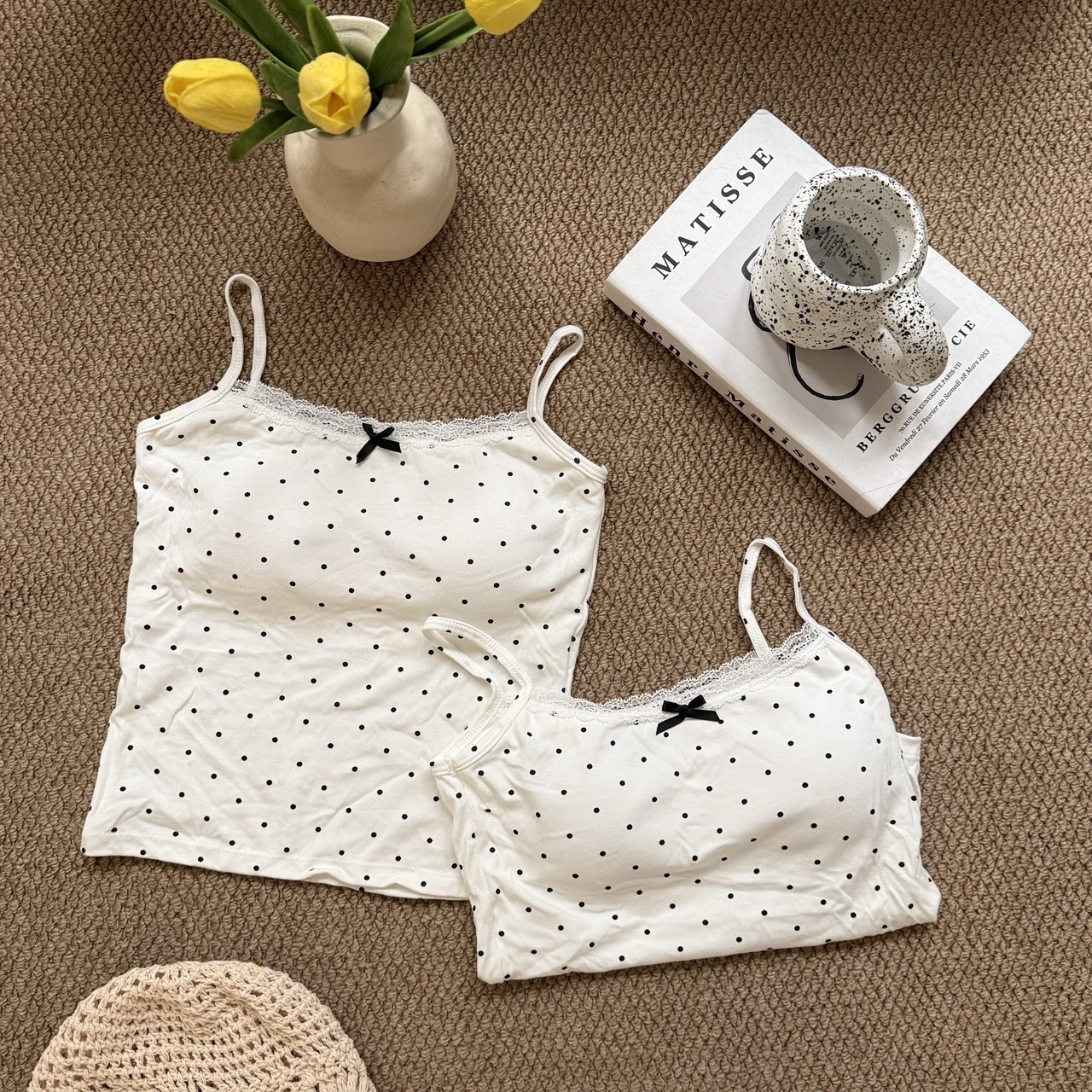 9097 蕾絲蝴蝶結點點背心 (R)