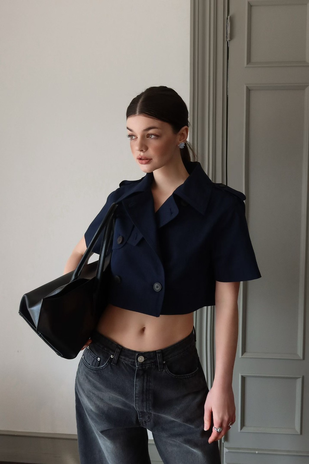 短版肩章排釦外套