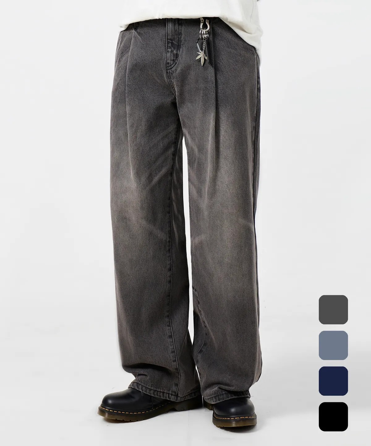 【OWN】Dimitri Black 寬褲 長褲 牛仔褲 單摺 舒適 百搭 復古 街頭 不分男女 藍色 灰色 黑色 復古刷黃