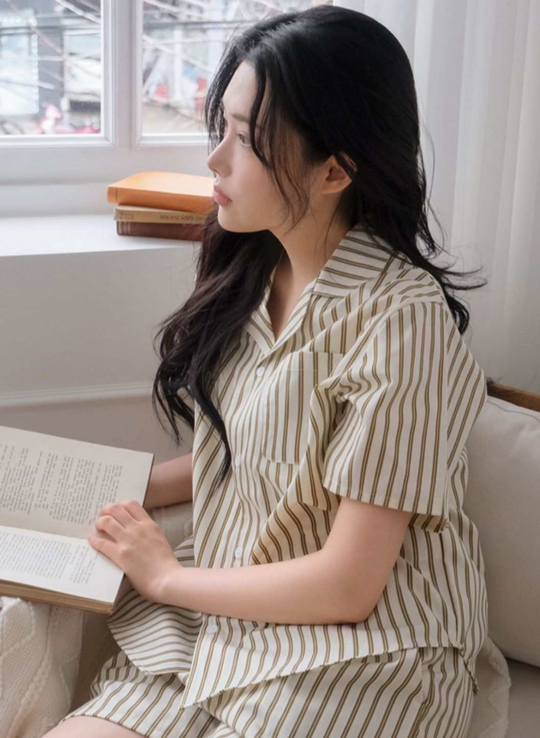 JUUNEEDU直間睡衣(橄欖綠色)