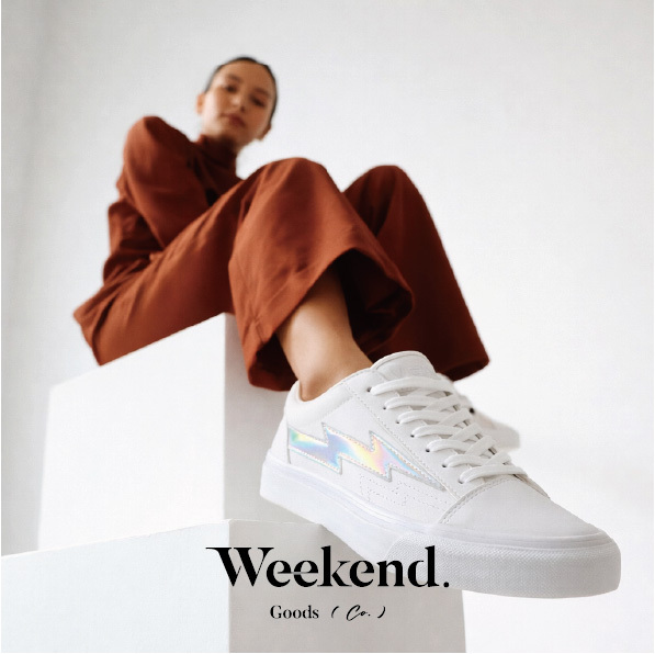 【REVENGE X STORM】CLASSIC PLUS 低筒皮革滑板鞋｜火焰閃電 經典街頭・白色反光火焰