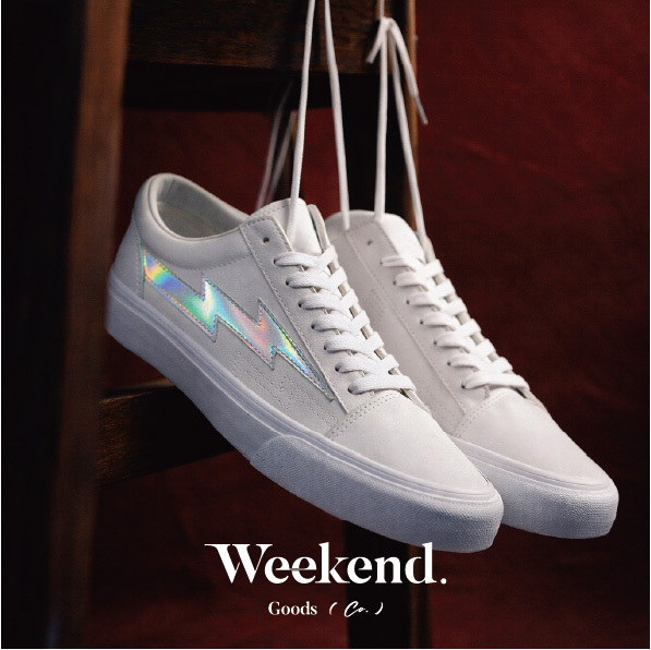 【REVENGE X STORM】CLASSIC PLUS 低筒皮革滑板鞋｜火焰閃電 經典街頭・白色反光火焰