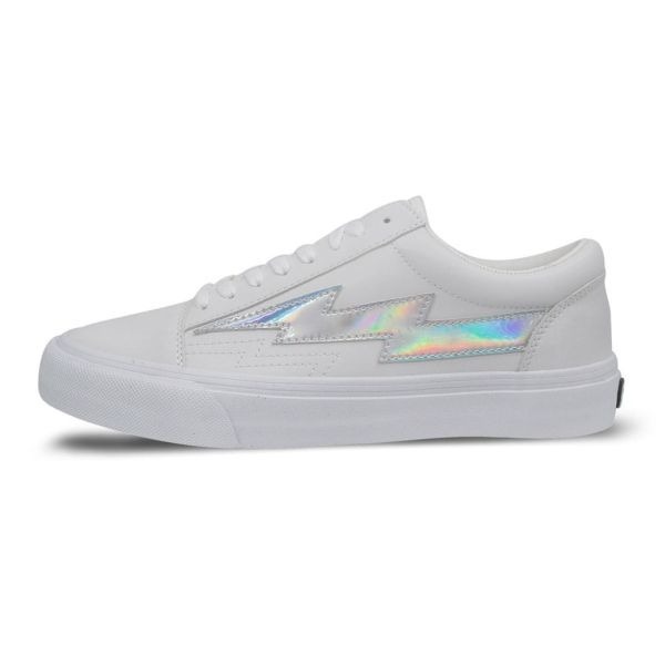 【REVENGE X STORM】CLASSIC PLUS低筒皮革滑板鞋｜火焰閃電．經典街頭｜白色反光火焰