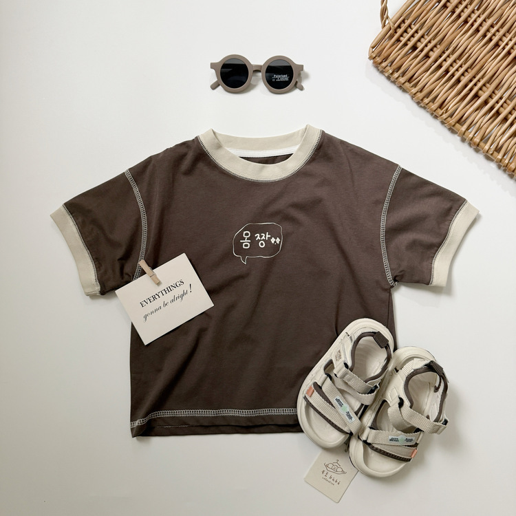 韓系撞色圓領上衣