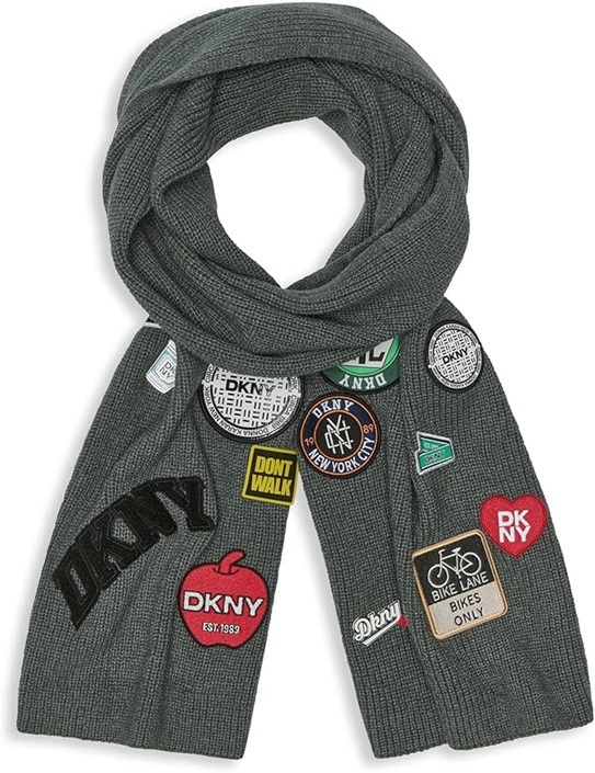[S] DKNY GREY D5KS1745-4GH LOGO PATCH SCARF, 732465068096 (SD1866)
