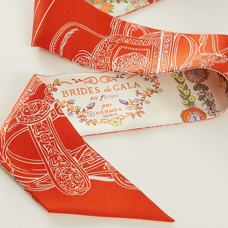 HERMES Brides de Gala en Fleurs Twilly vanille / orange / kaki