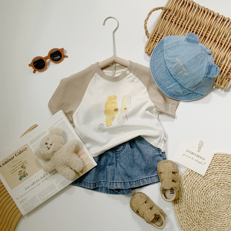 可愛塗鴉拼接上衣