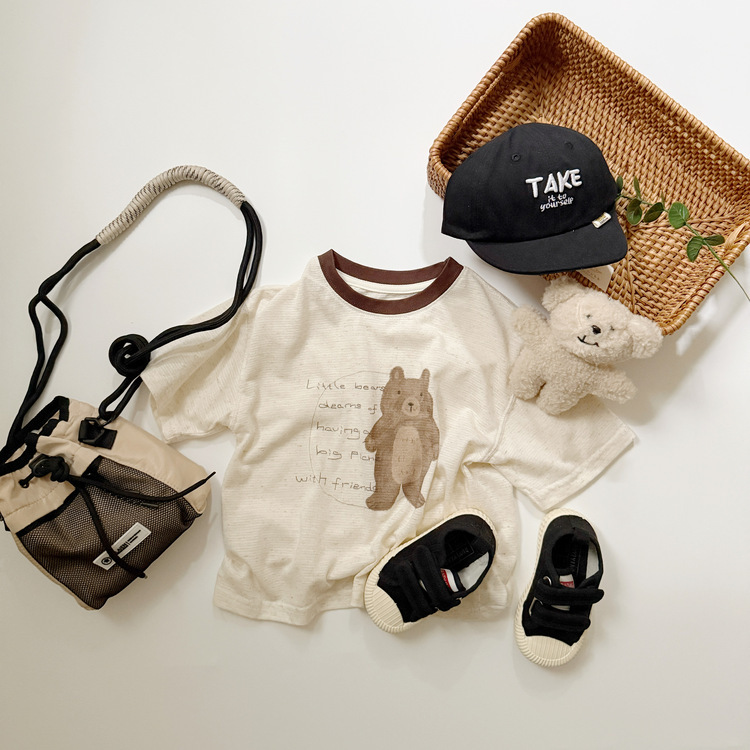 仿舊小熊短袖上衣