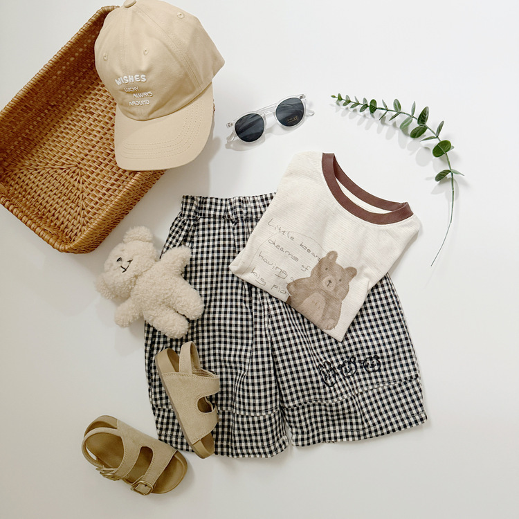 仿舊小熊短袖上衣