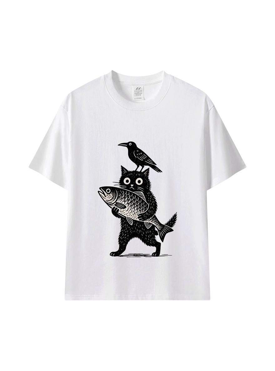 日常的溫柔陪伴｜黑貓插畫T-shirt 🐱