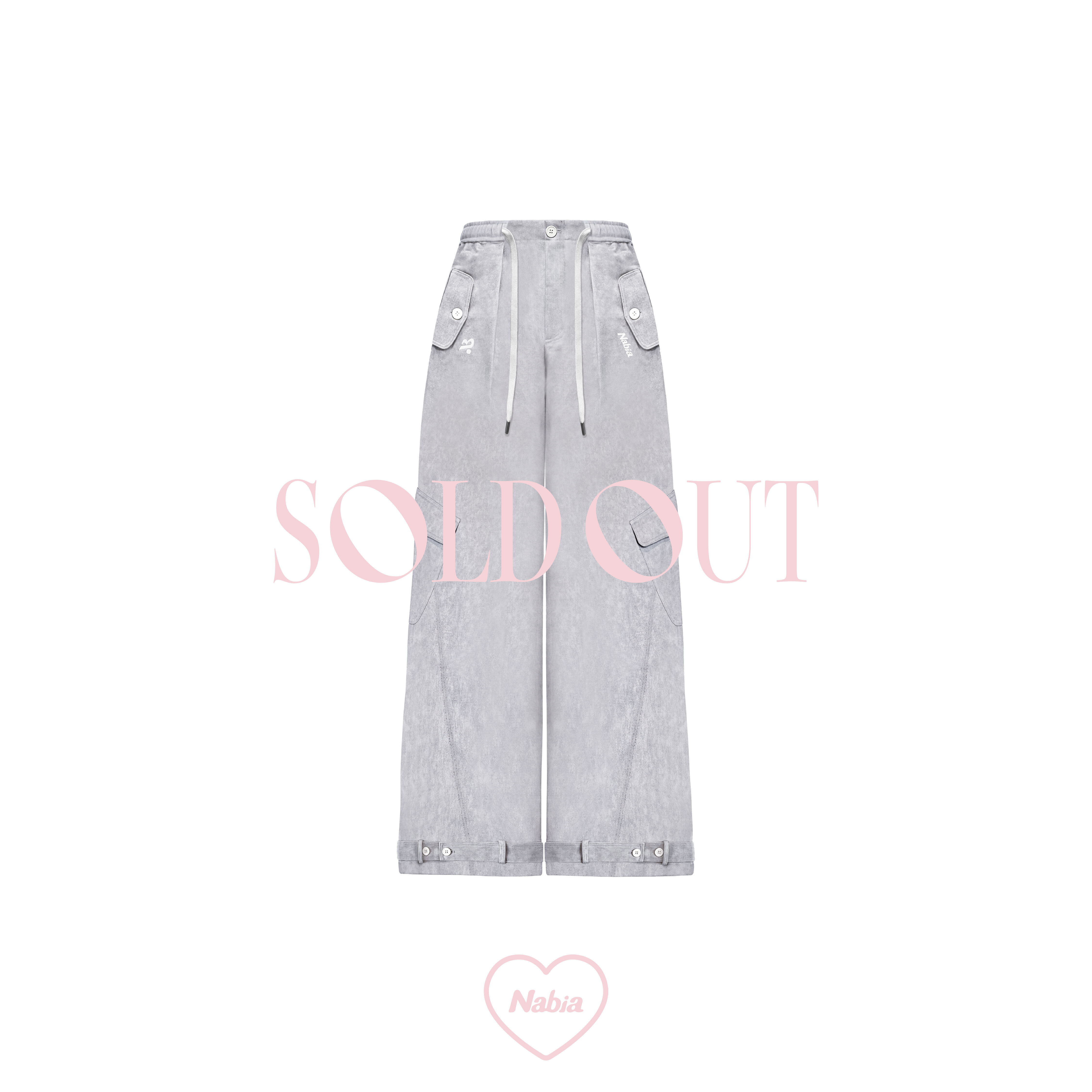 水洗灰修身工裝褲