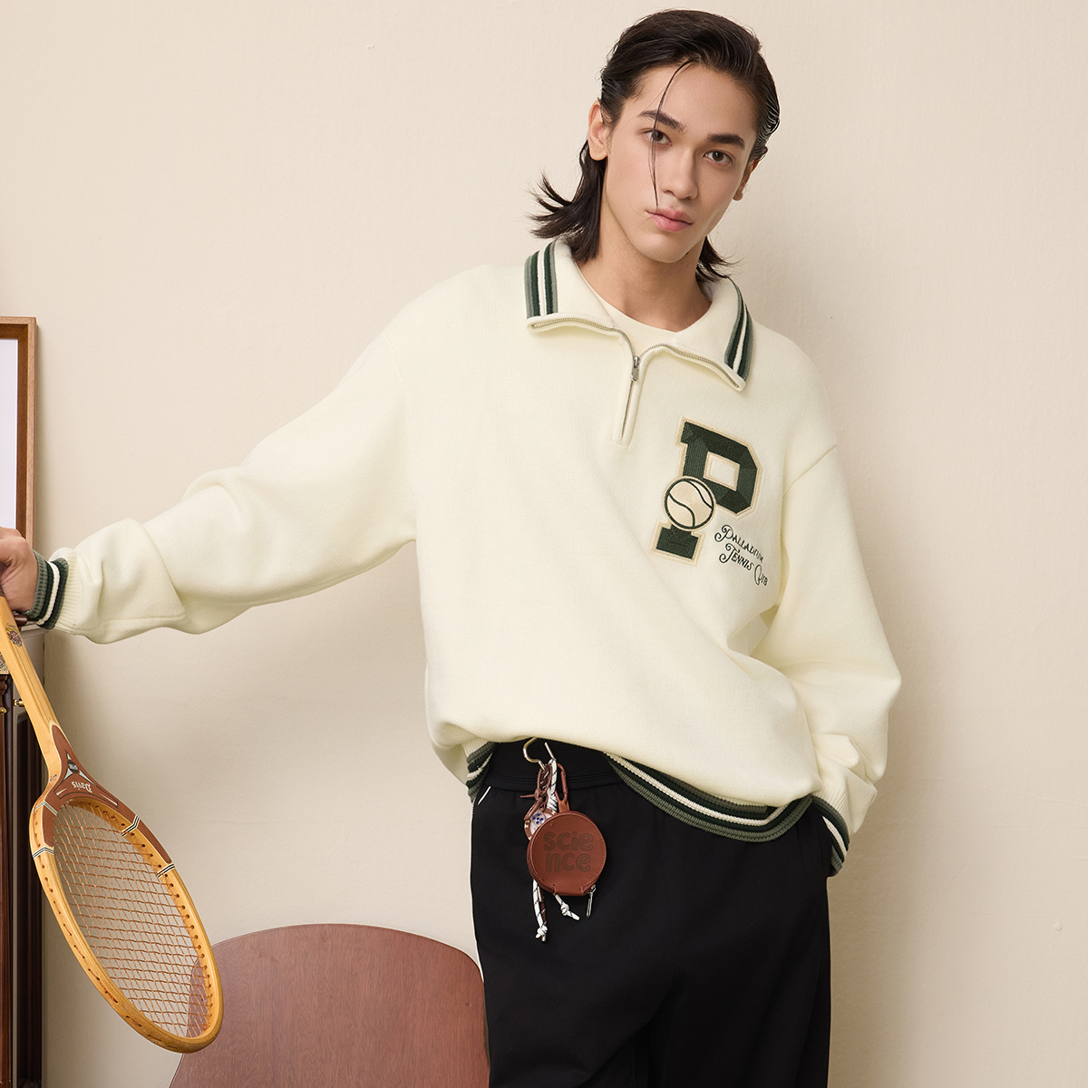 男裝 PALLADIUM TENNIS CLUB LOGO 半拉鏈POLO衛衣