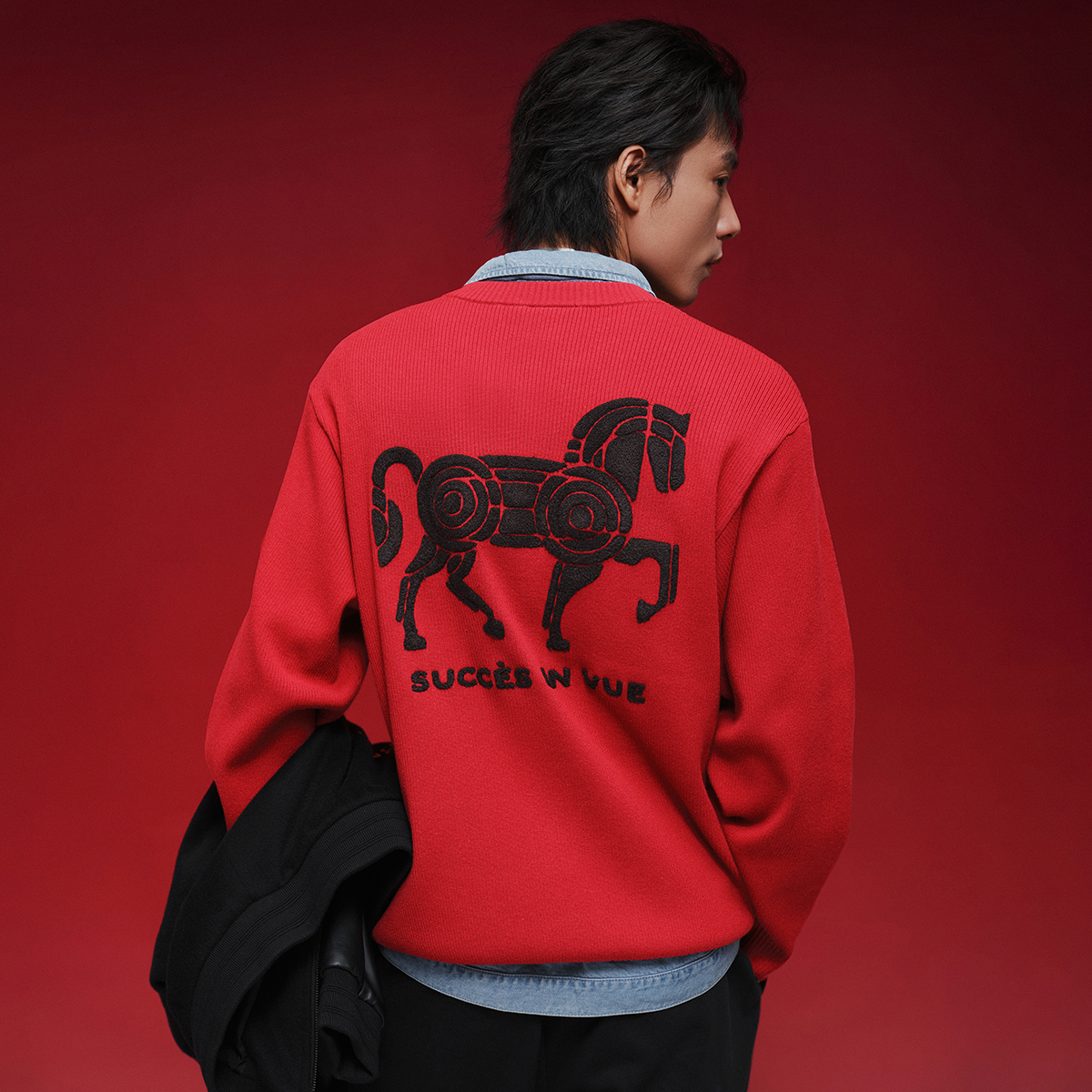 男裝刺繡 PALLADIUM LOGO 馬主題印花毛衣