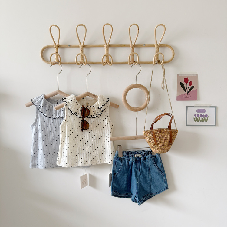 荷葉領點點無袖上衣