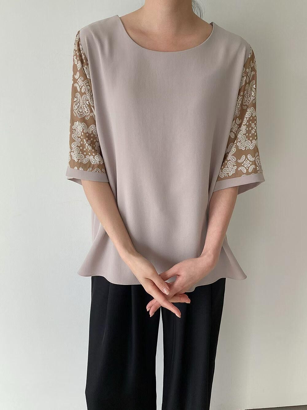 韓國高質雪紡拼碎花top~153AJ