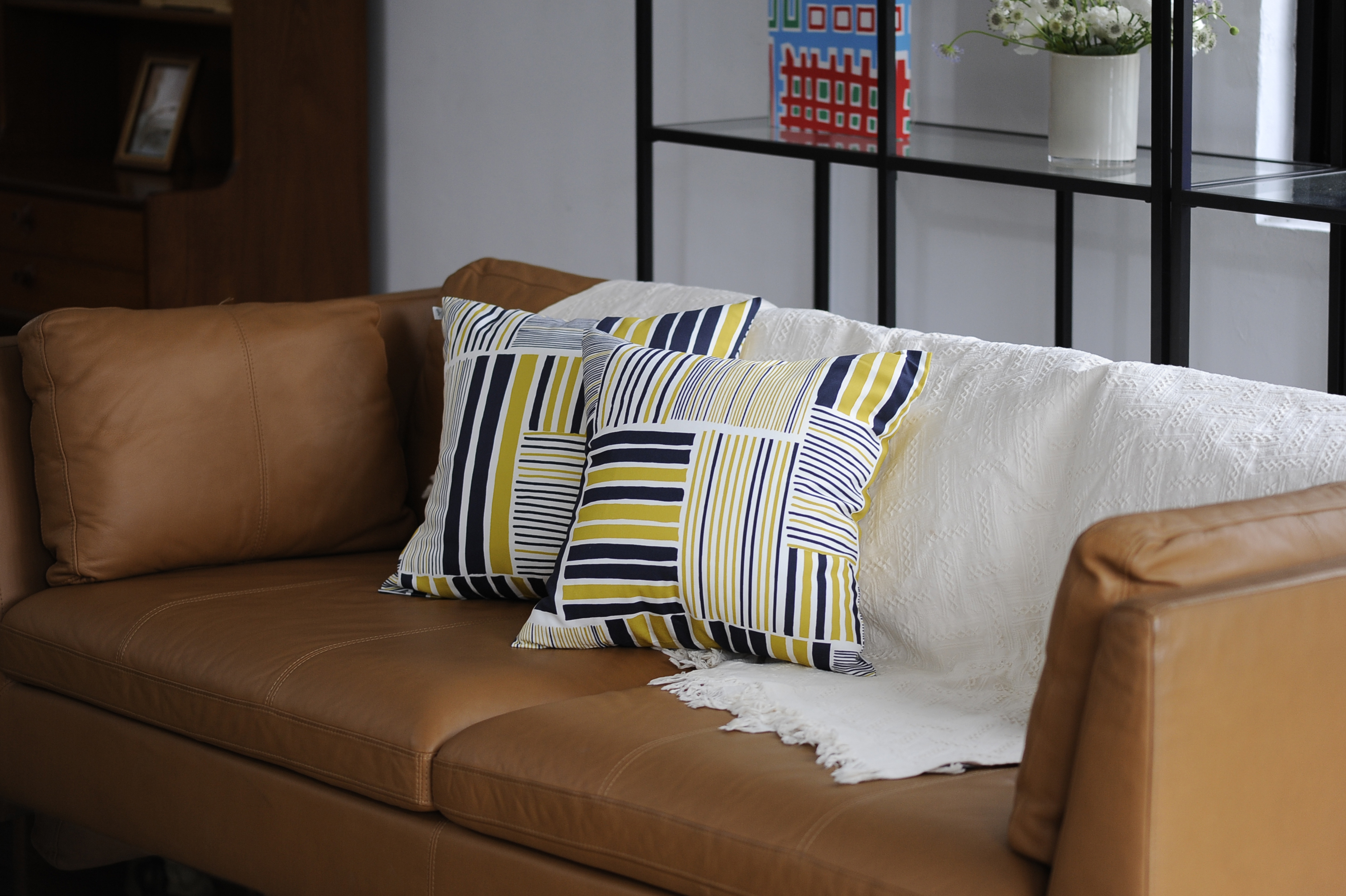 Cushion Cover / Tin Roof Mustard Yellow & Navy