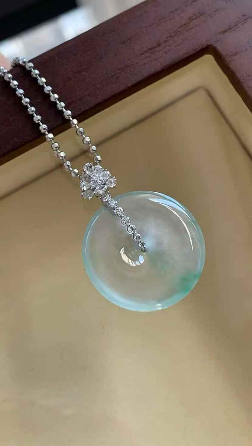 翡翠平安扣吊墜 (27.8mm直徑),天然翡翠A玉, 緬甸玉, Jade, Jadeite