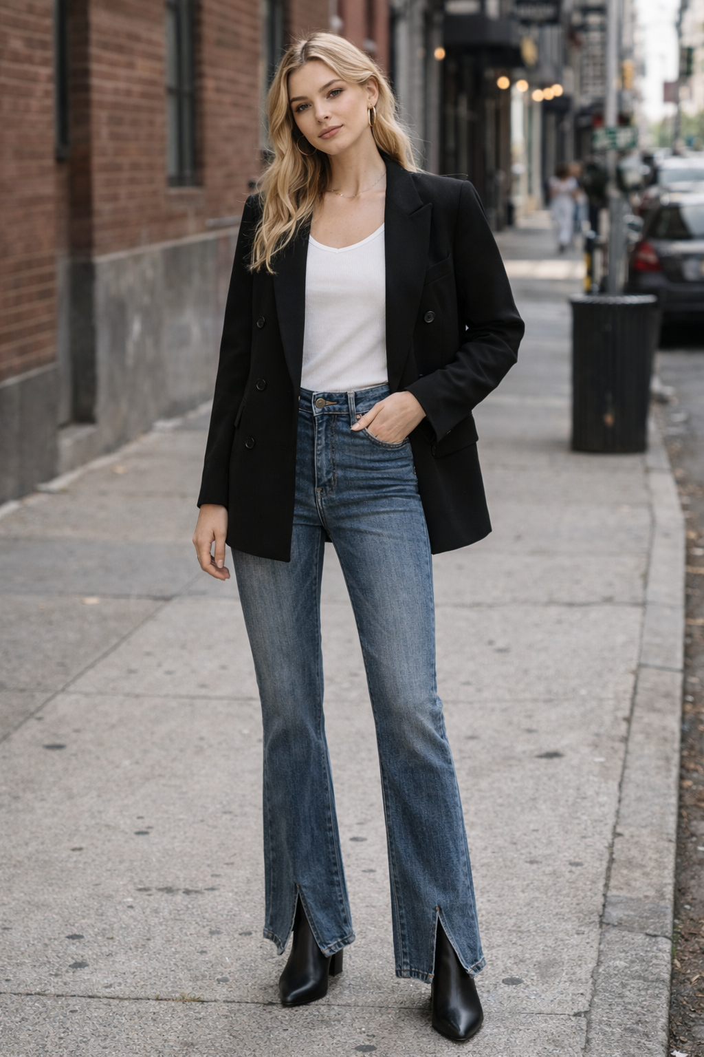 BD10356B1 開杈微喇叭牛仔褲