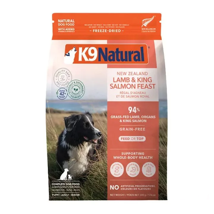 K9 Natural 無穀物凍乾脫水鮮肉狗糧 羊肉三文魚盛宴．500g/1.8kg/3.6kg