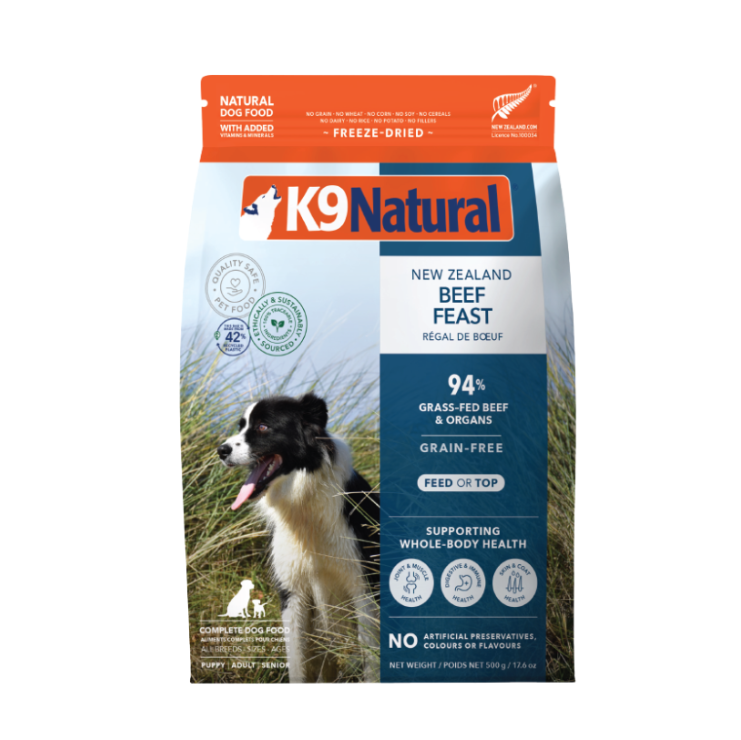 K9 Natural 無穀物凍乾脫水鮮肉狗糧 牛肉盛宴．500g/1.8kg/3.6kg