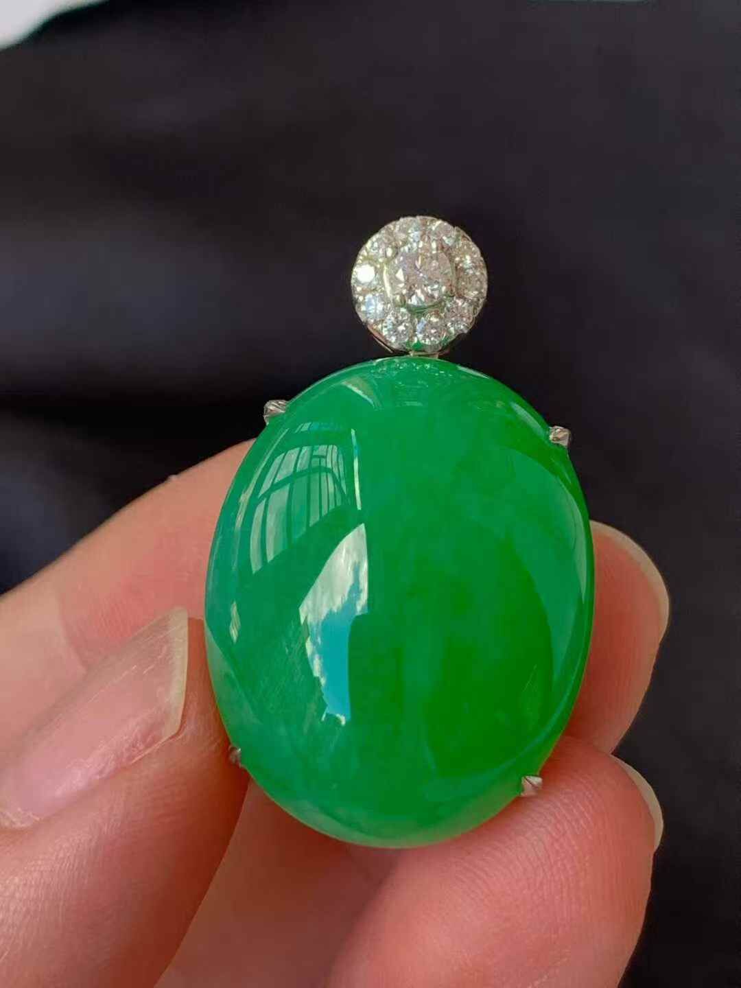 翡翠蛋面吊墜,天然翡翠A玉, 緬甸玉, Jade, Jadeite