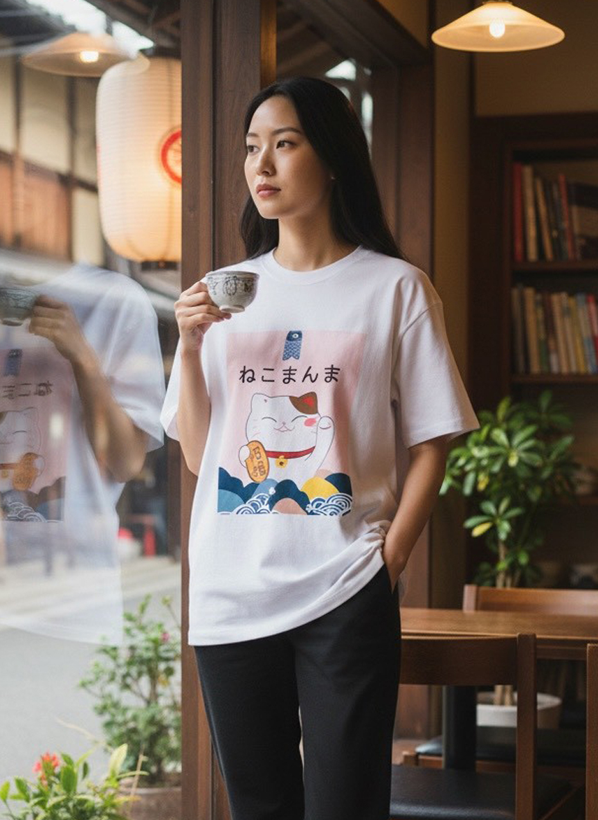 把好運穿在身上｜招財貓插畫T-shirt 🐱