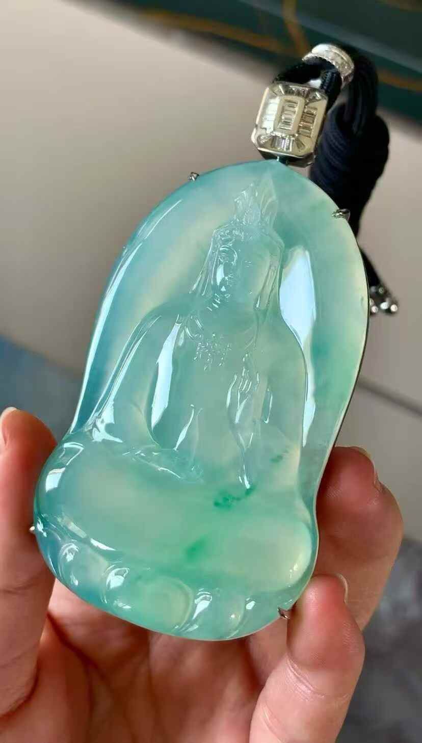 翡翠觀音牌吊墜,天然翡翠A玉, 緬甸玉, Jade, Jadeite