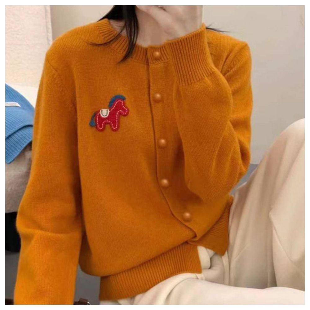 【ASister 小姊姊】AS2231#長袖上衣/毛衣☆新年紅色系*小馬刺繡條紋*毛衣/針織衫(6色 F)