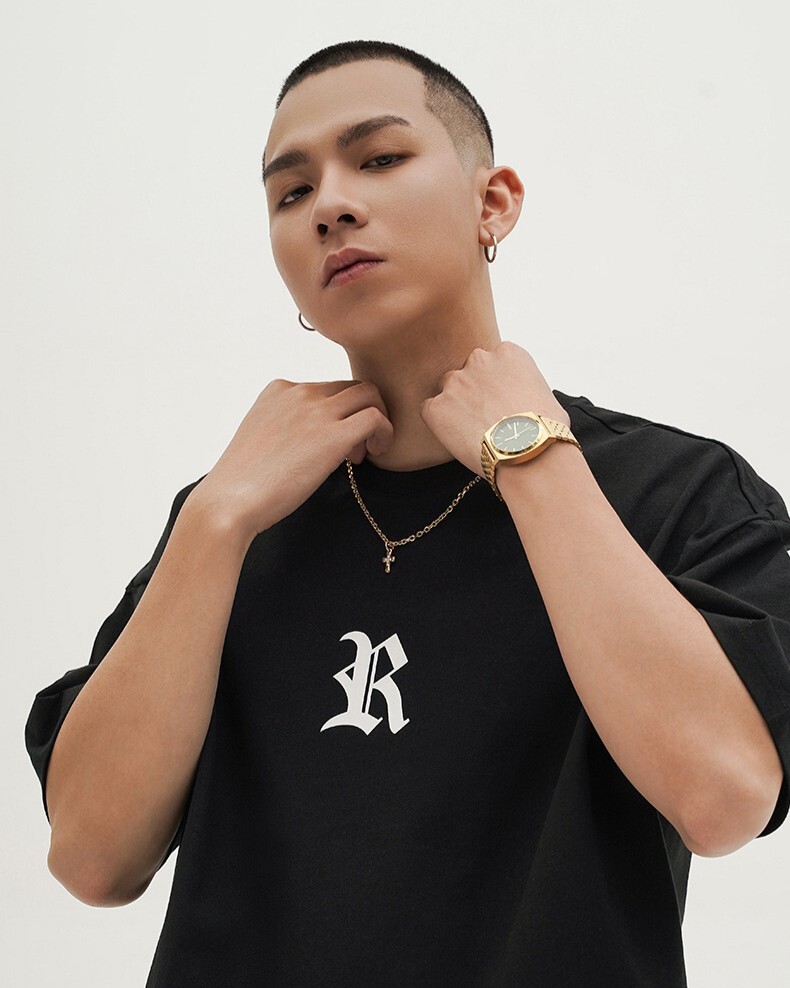 R.F.S.D 美式歌德字母地圖印花 重磅寬鬆短踢 SH-482